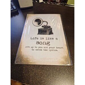 Life Is Like a Song Metal Tin Sign 8" x 12" Inspirational Music Wall Decor